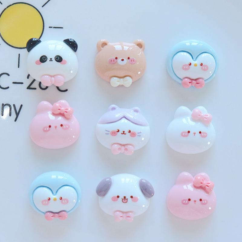 10 Pcs New Cute Bright Surface Cartoon Little Bear Rabbit Penguin Resin Scrapbook Diy Jewelry Wedding Hairpin Accessories A75