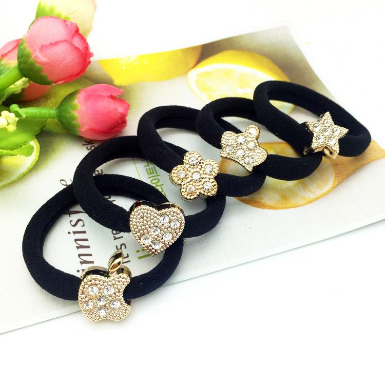Korean Style Bold Metal Rhinestone Elastic Hair Ties and Bands Hair Accessories