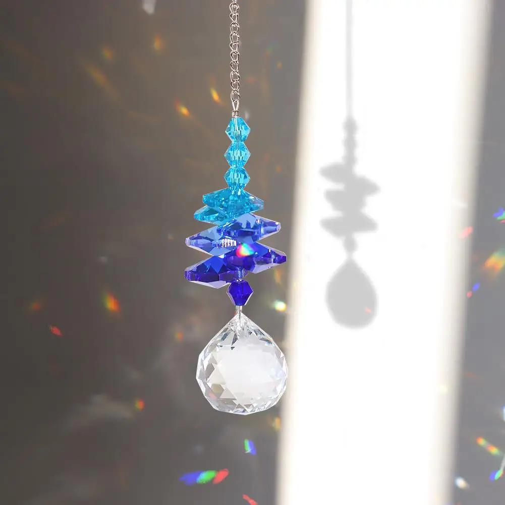 Crystal Windchimes Sun Catcher Star Moon Hexagon Prisms Hanging Pendant Wind Chime Sun Light Catcher Garden Window Home Decor
