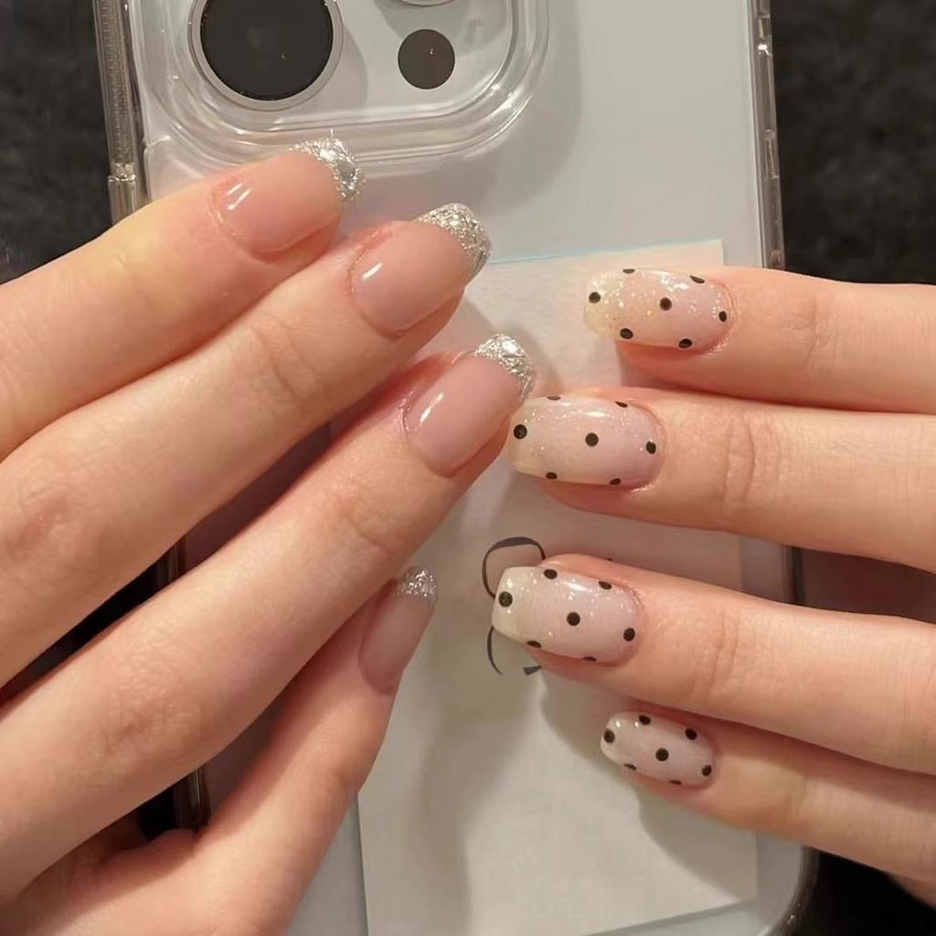 Mini Sparkling Circle Glitter Nail Decoration Wave Dot Retro Simple Style Black Gold Laser Nail Art DIY Accessories