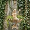 Housewarming Gift for Gardeners Fairy Ballet Dancer Mermaid Hanging Planter, Resin Decorative Flower Pot with Metal Chain, Balcony Outdoor Indoor