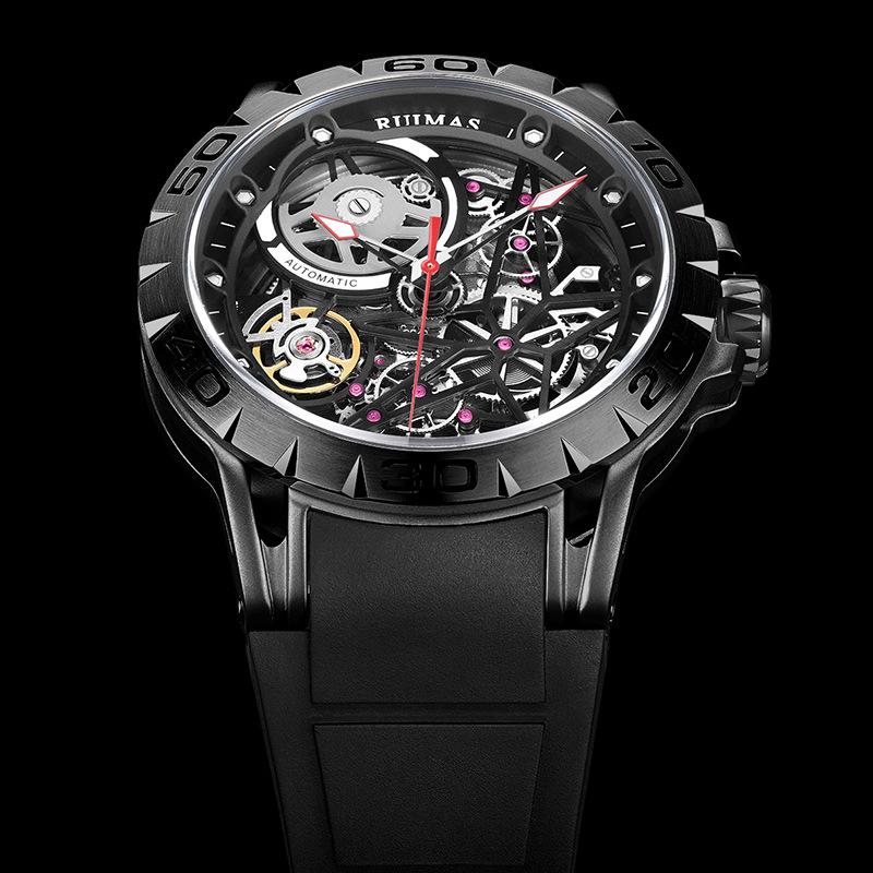 Fully Automatic Mechanical Watch Silicone Strap Sports Casual Men'S Watch Hollow Watch 6778