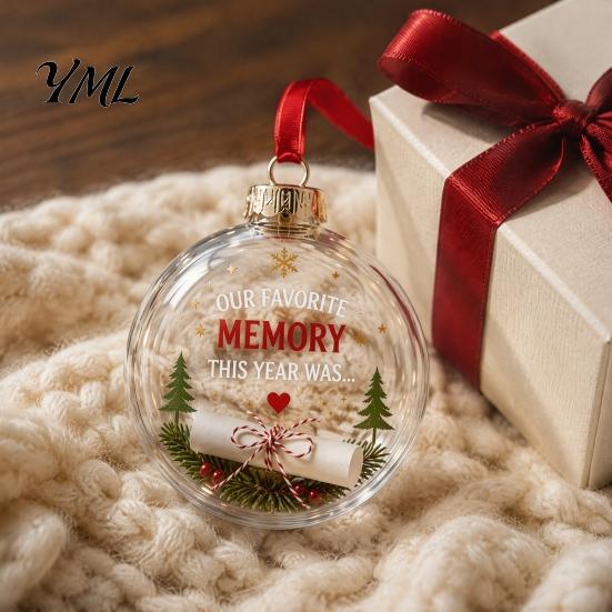 Christmas Decorations for Bedroom Windows 3D Clear Ball Ornament, Holiday Message Keepsake, Acrylic Decorative Hanging Ornaments Festivals Tree