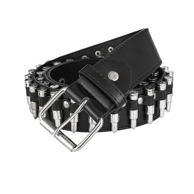 Unisex Punk Rock Style Rivet Bullet PU Leather Belt