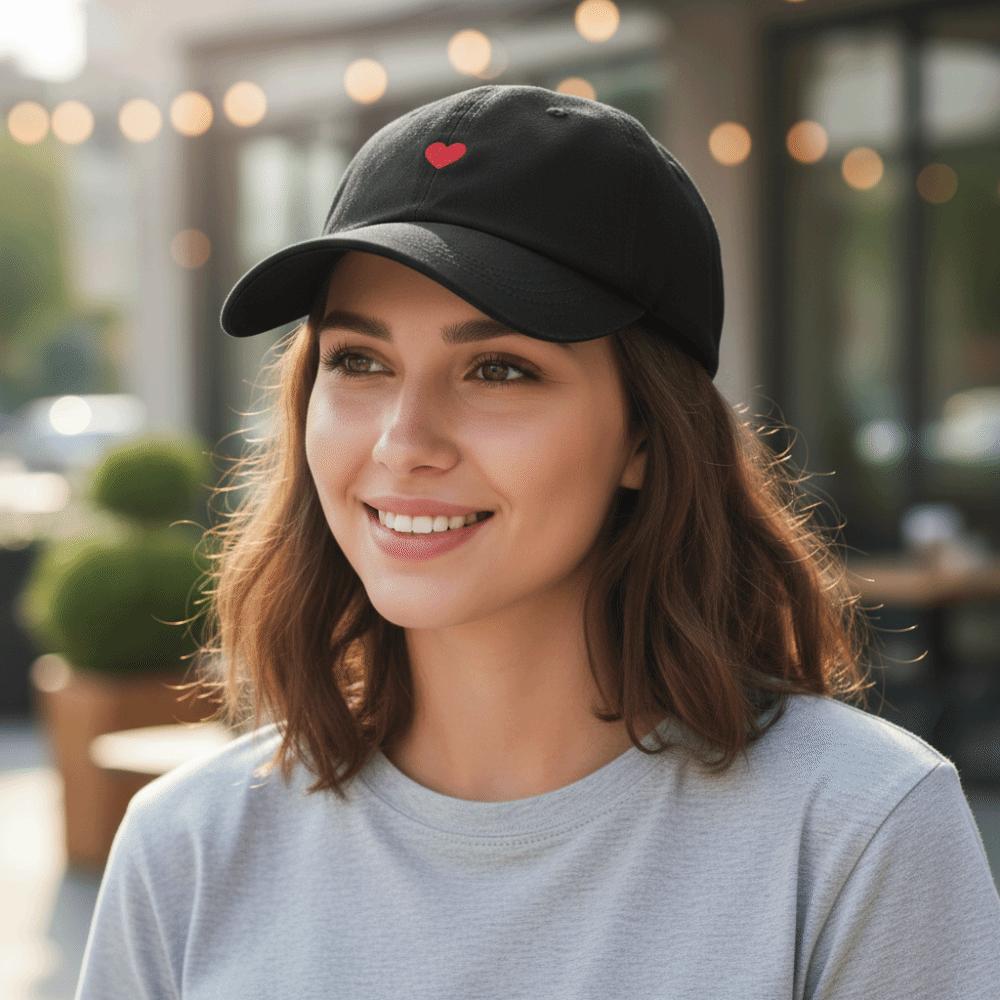 Simple Love Embroidery Baseball Cap Sun Protection Breathable Sun Hat Adjustable Sunshade Hat Men and Women