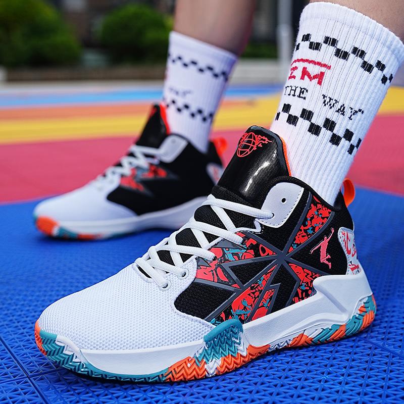 Basketball Shoes Men's Shoes Spring and Summer New High-top Friction Sound Non-slip Wear-resistant Fly-woven Mesh Student Actual Sports Shoes