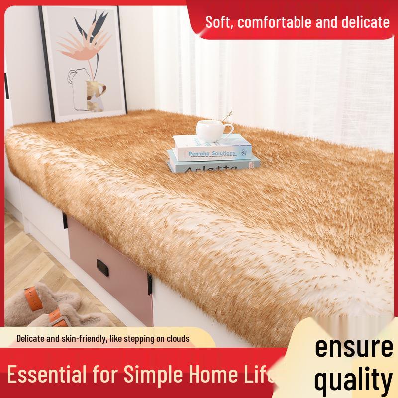 Long-Pile Non-Slip Decorative Bedroom Rug - Imitation Wool, Various Colors