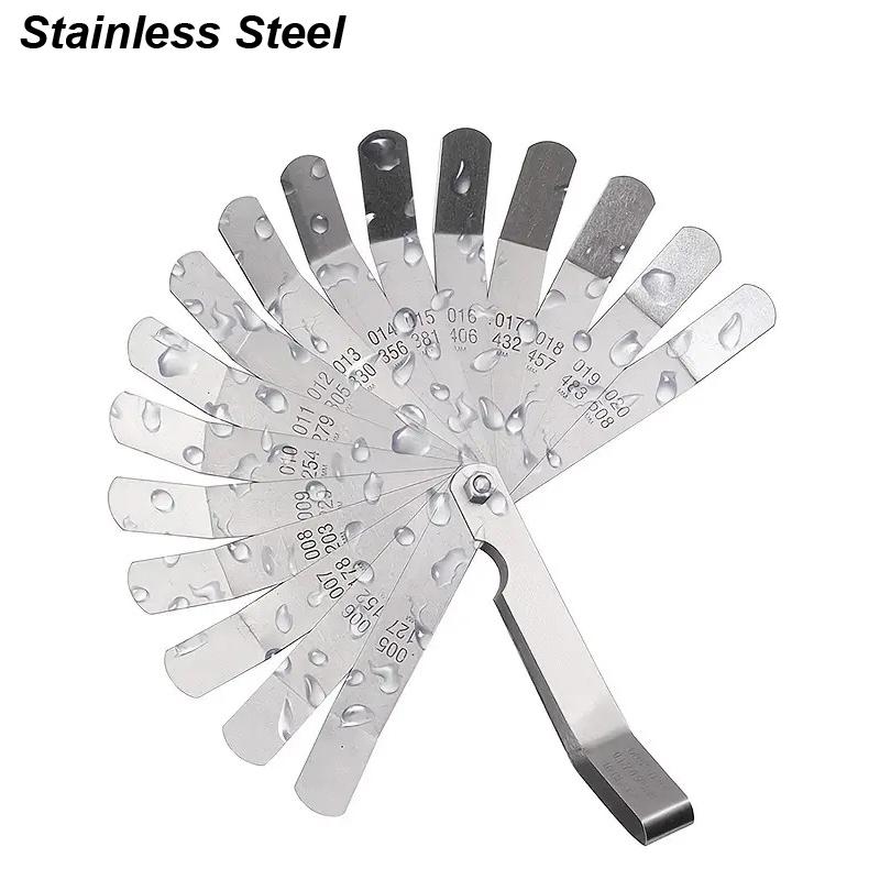 Offset Feeler Gauge Curved 16 Blades Metric MM Imperial Inch Gap Width Strip Roll Thickness Measure Bent Valve Motor Measurer
