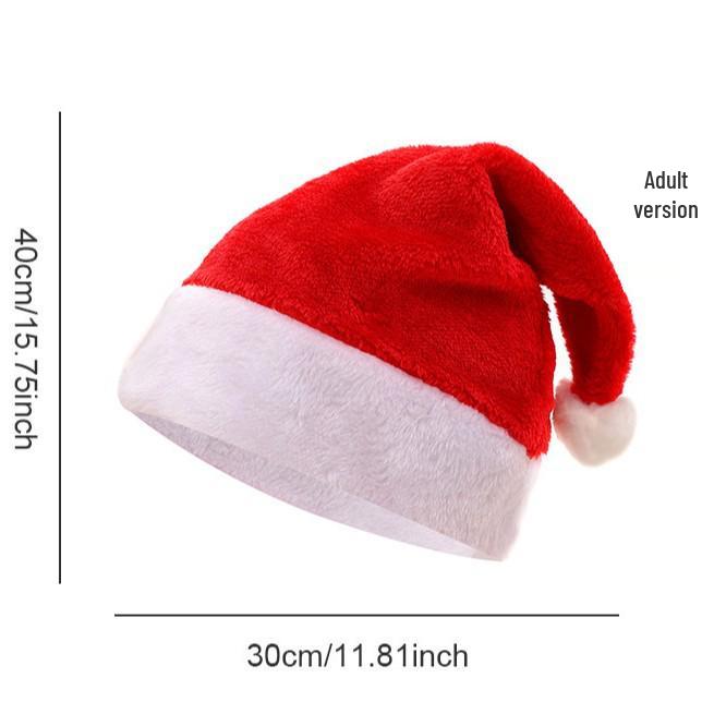 Adult All-Glow Christmas Hat with Lights - Plush Trim Holiday Party Decoration