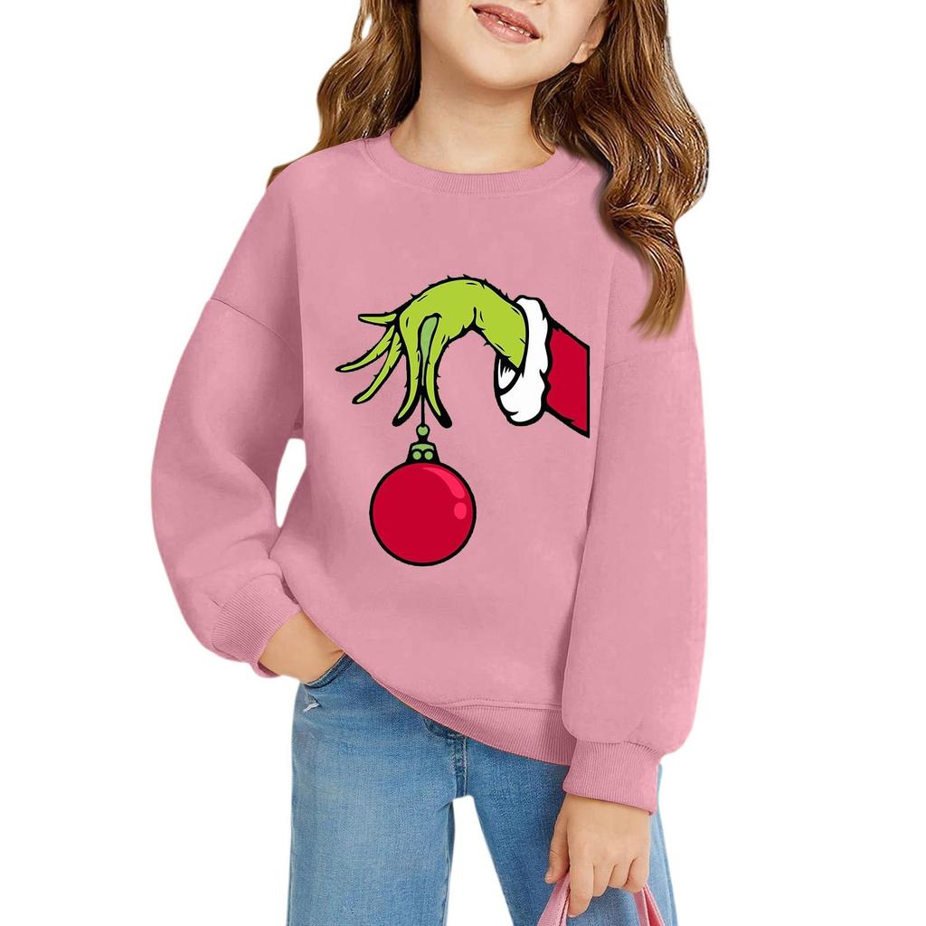 Pulovere de Crăciun pentru fete cu gât rotund pentru copii, topuri imprimate pentru bebeluși