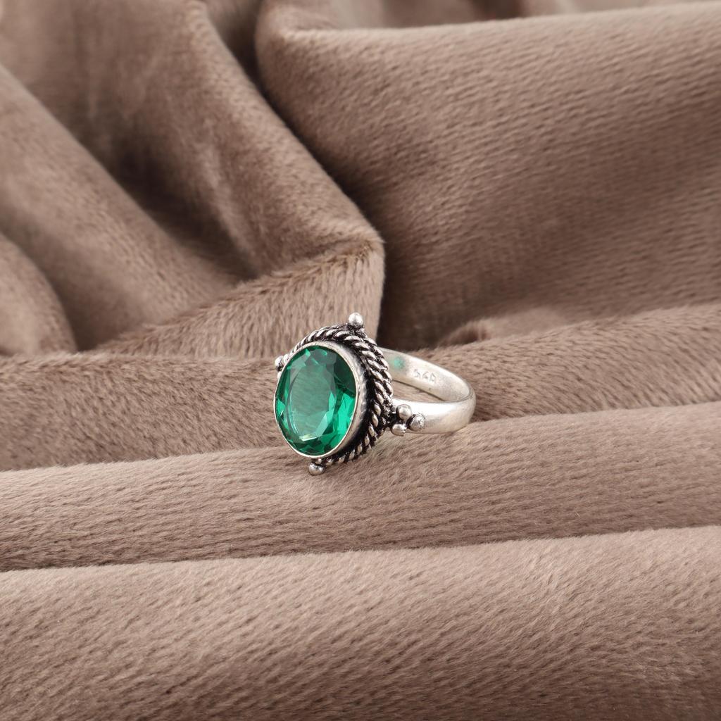 Gröna Smaragd Smycken, 925 Sterlingsilver Smycken, Handgjord Silverring, Vacker Ring Intuition Ädelsten För Jubileumspresent