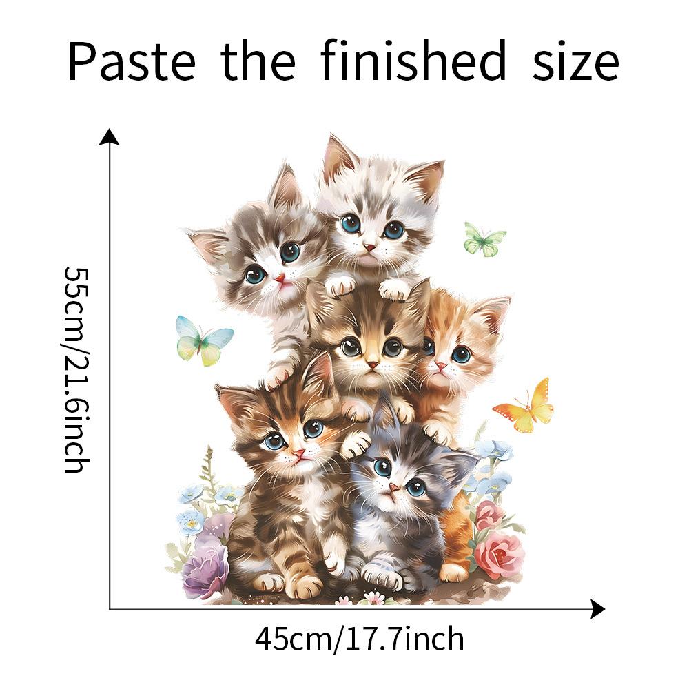 Cartoon Cute Kitten Wall Stickers Animals Murals Decals for Children's Bedroom Living Room Wallpaper