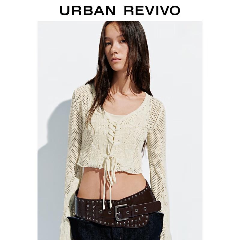 UR 2025 Autumn Designer Series Women's Hollow Knit Cardigan