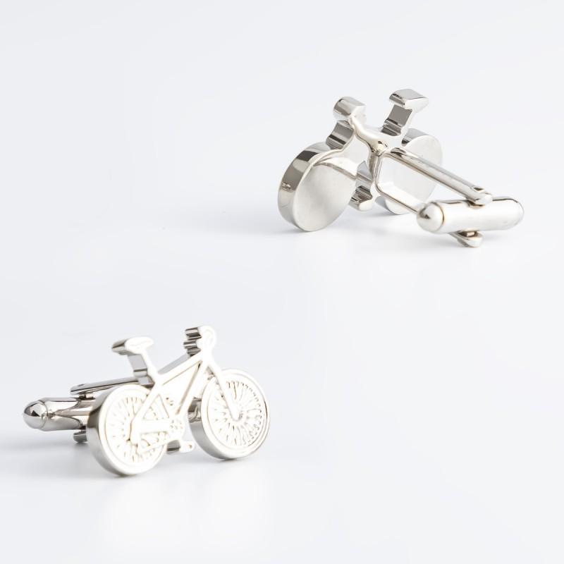 Silver Plated Bicycle Shaped Metal Cufflinks Men's French