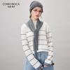 Kemengboka Women's 100% Cashmere Striped Mock Neck Sweater