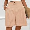 Women's Loose Casual Pants Button -Color High Waist Straight Shorts