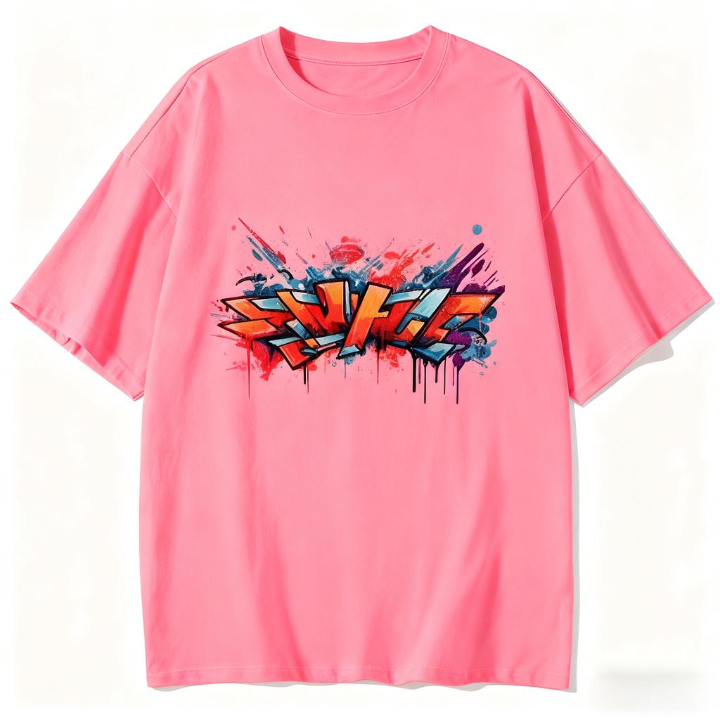 New Summer 2025 Fashion Graffiti Print T-shirt Loose and Casual Short-sleeved Cotton Sport Top for Men and Women