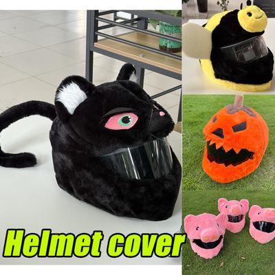 Cartoon Helm Schutz Kopfbedeckung Abdeckung Flauschiges Plüsch Set Für Motorrad Vollgesichts Schutzhülle Motorrad Sicherheit Trendig