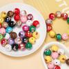 5pcs Acrylic Christmas Print Beads Colorful Square Round Spacer Bead for Bracelet Keychain DIY Jewelry Making Accessories