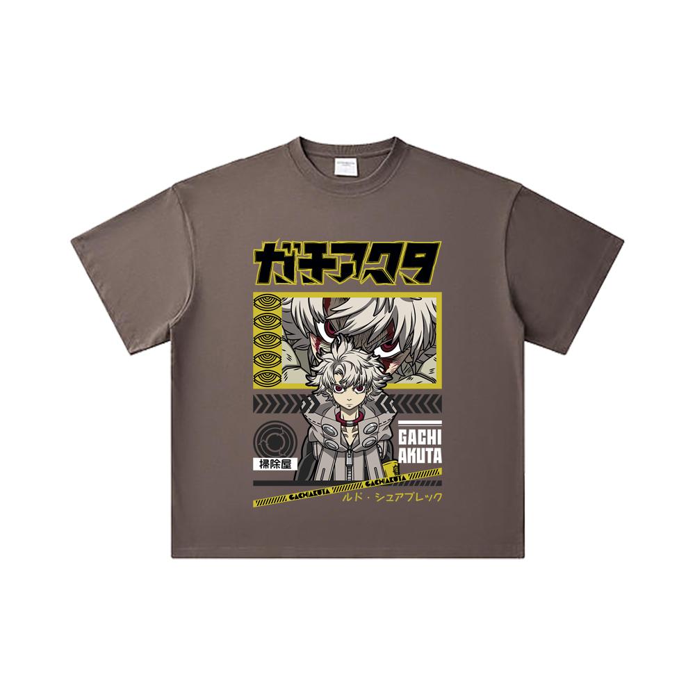 260 GSM Double Yarn 32 Count 100% Cotton Gachiakuta V10 Rudo Print Unisex Heavy Cotton T Shirt