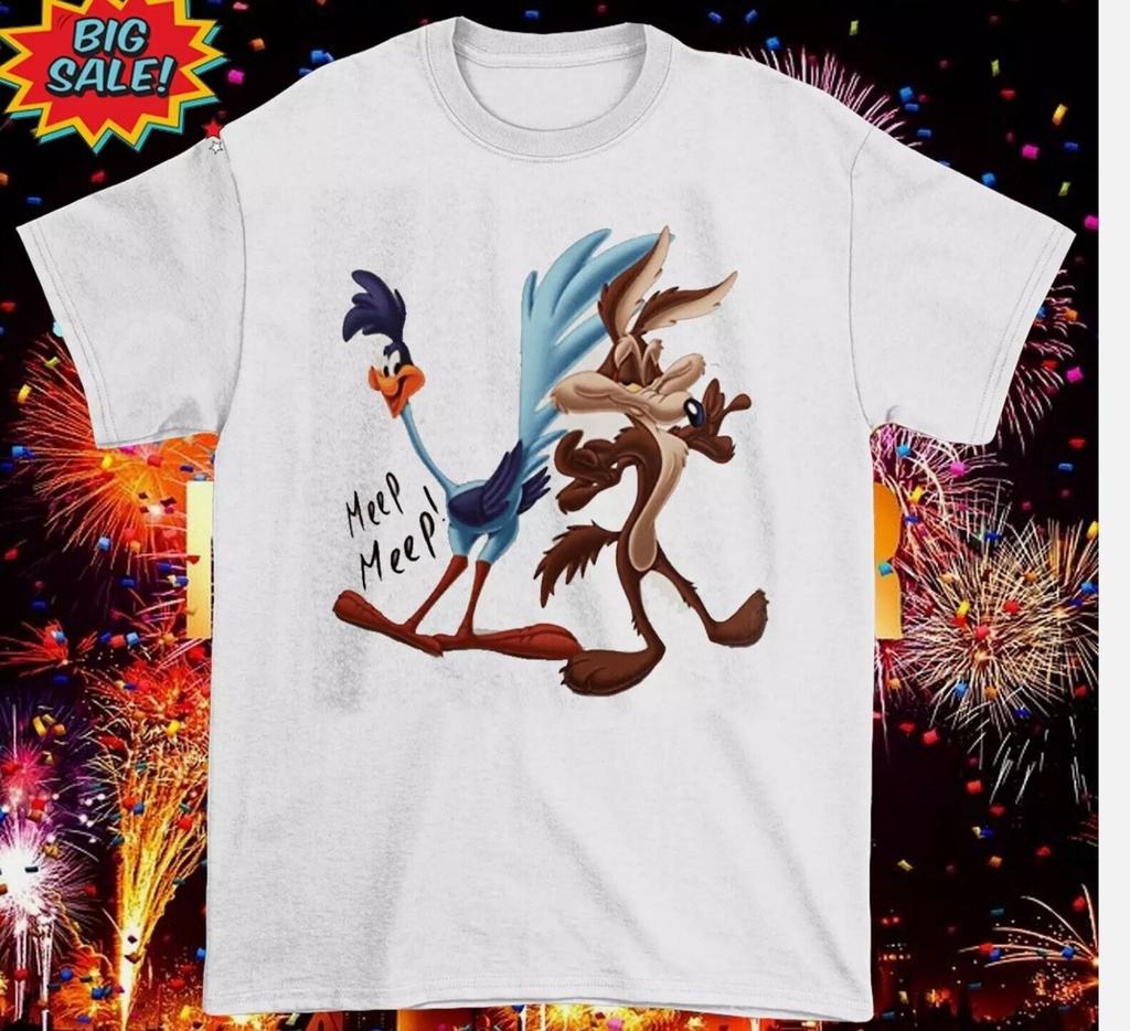 26 Wile E. Coyote and Road Runner T Shirt White Short Sleeve S-5XL Unisex T-Shirt