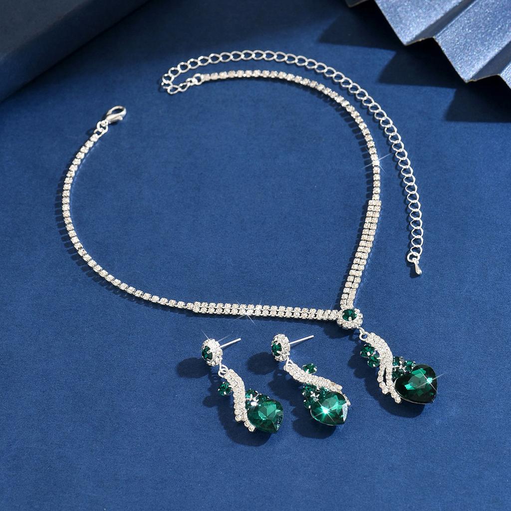 High-End Edelstein Liebe Mode Luxus Dinnerparty Stil Ohrringe Halskette Zweiteiliges Schmuckset
