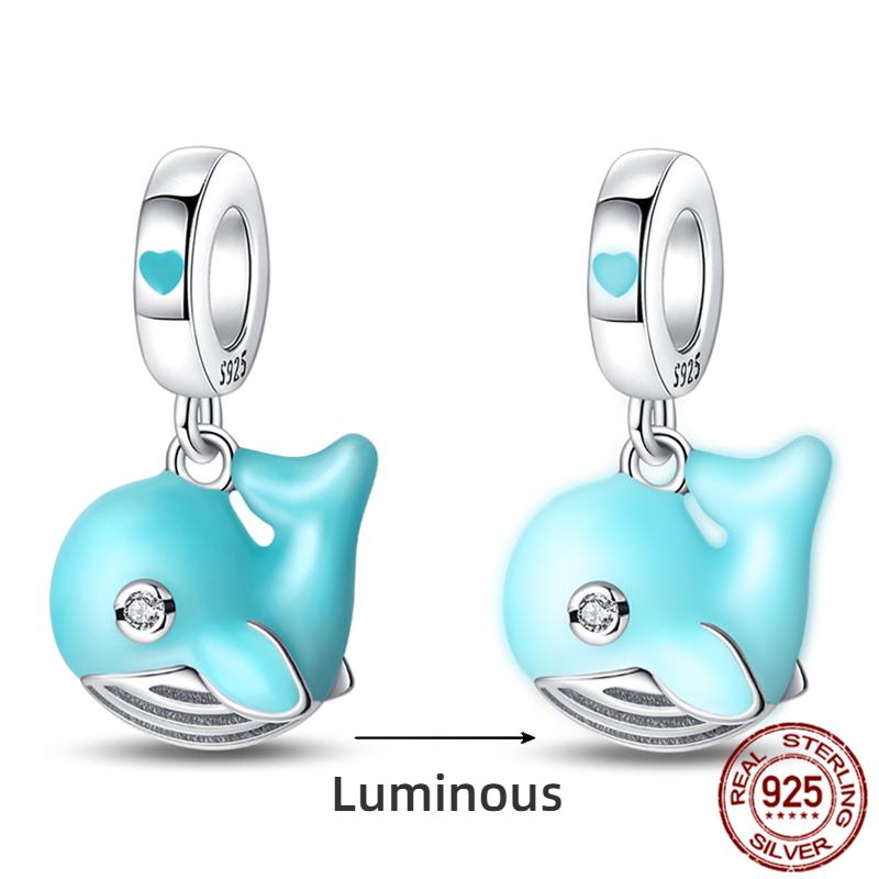 Copper Ocean Series Octopus Turtle Luminous Charms Fit 4Mm Hole Diameter Bracelet Charm Beads Necklace Diy Female Jewelry