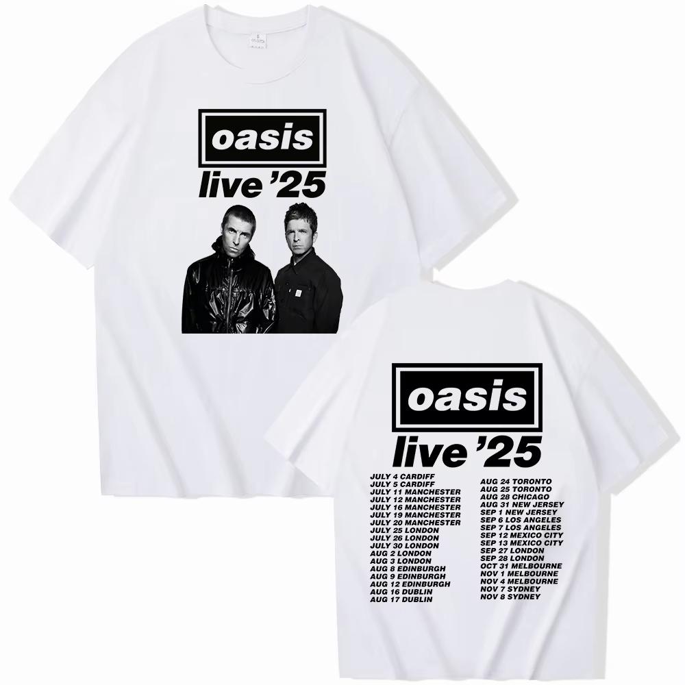 Oasis Live 25 Tour 2025 Cotton Printed T-Shirts Men Women Casual O-Neck Oversized Male Short Sleeve Shirts Unisex Y2k Streetwear