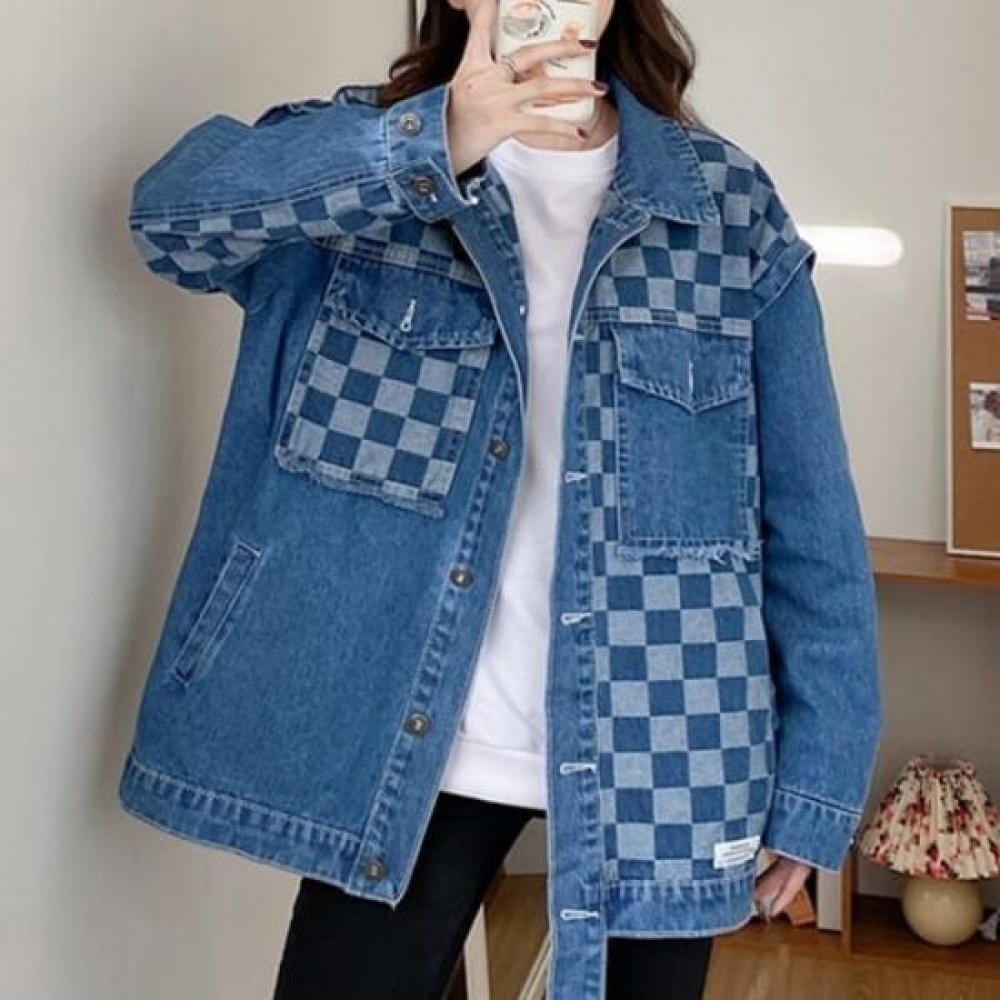 Navava Retro Point Long Sleeve Denim Jacket Nc344