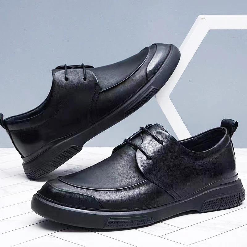 Designer Men Genuine Leather Casual Shoes Business Leisure Fashion Lace-up Dress Shoes