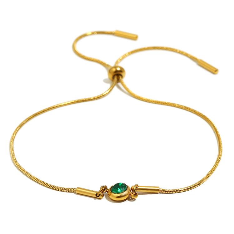 Hot Selling Fashion Design Bracelets Stainless Steel Snake Chain 18K Gold Plated Birth Stone Zircon Jewelry Adjustable Bracelet