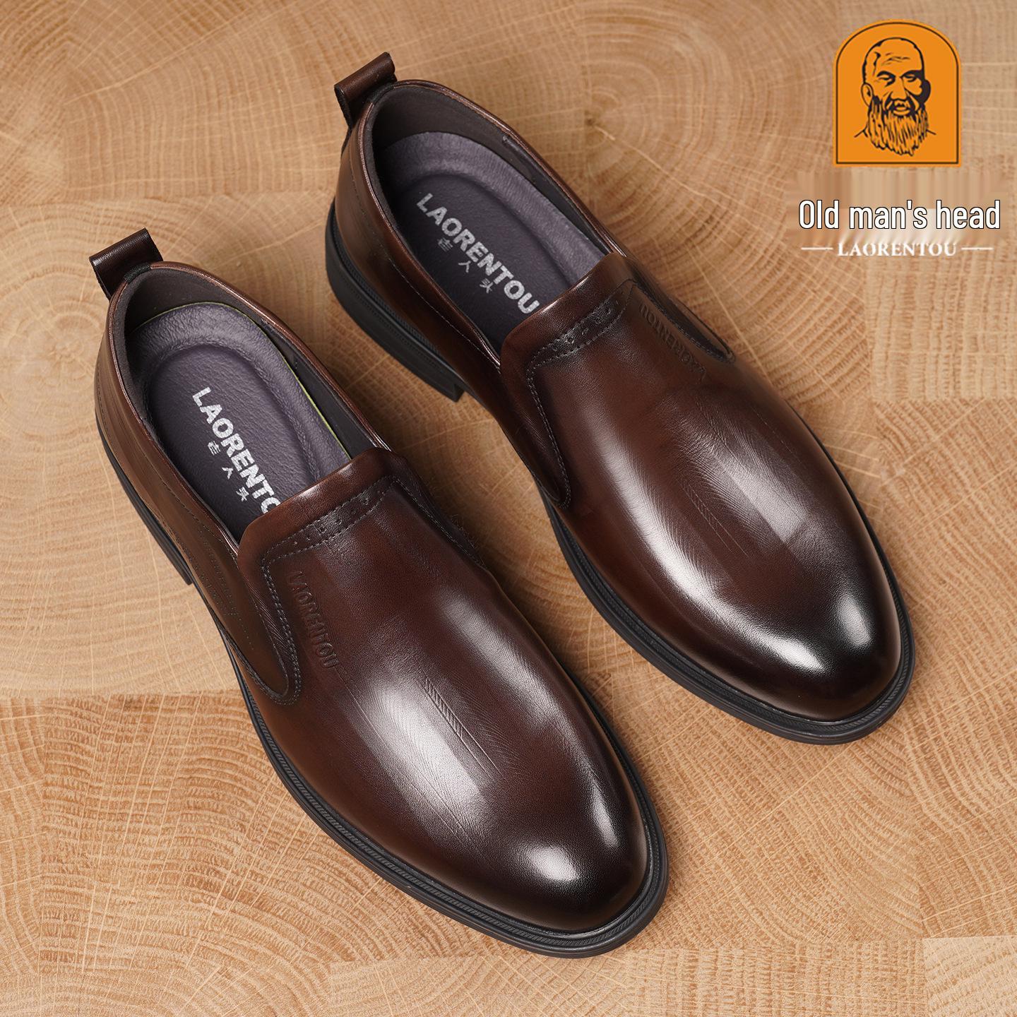 

Мужские черные кожаные мокасины без застежек: Дышащие, Износостойкие, Формальные Рабочие Туфли 38 коричневый