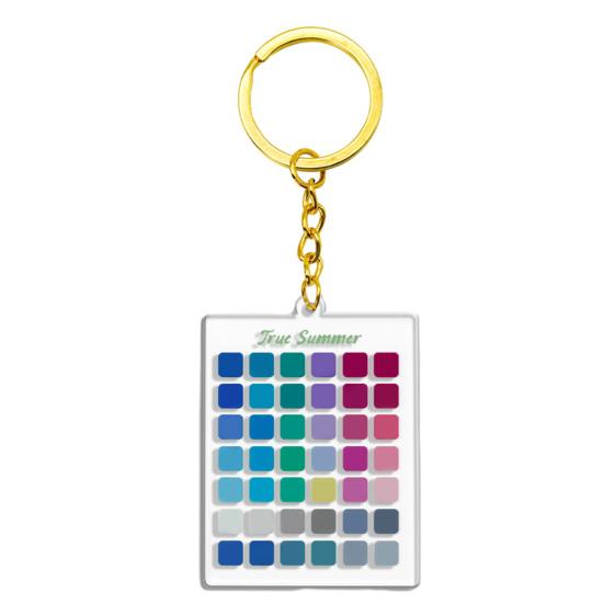 Keychain Pendant Acrylic Summer Chromatogram Pattern Portable Keyring with Metal Chain Lightweight Backpack Accessory 1pc