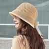 Hollow Out Knitted Bucket Hat Temperament Bow Fisherman Hat Sunshade Basin Cap  Vacation