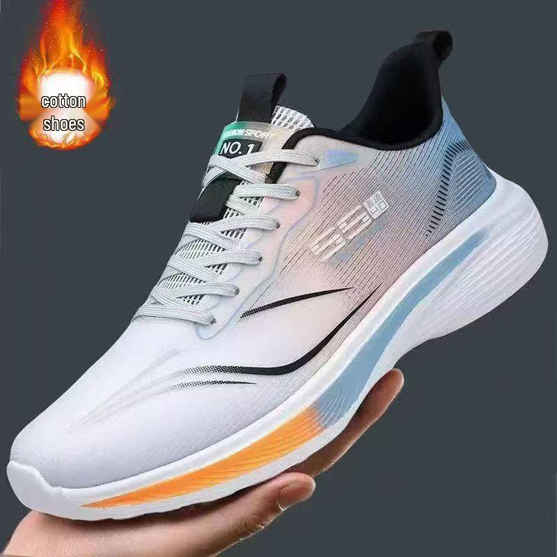 Men's Plus Size Leather Sports Shoes with Velvet, Soft Sole, Lightweight, Comfortable & Wear-Resistant for All Seasons Running