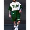 Conjunto Deportivo Casual de Verano para Hombre Camiseta de Manga Corta con Estampado Digital 3D de Cuello Redondo y Pantalones Cortos
