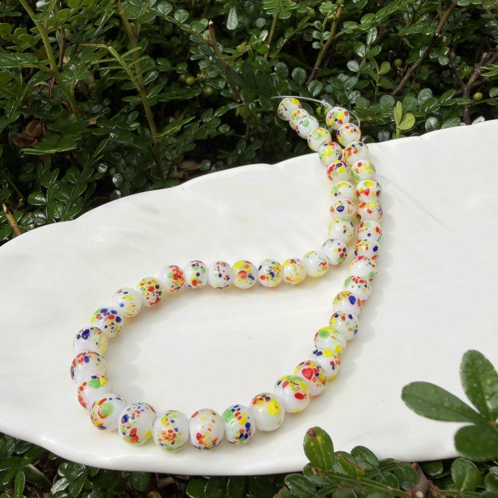 Colorful Thousand Flower Speckled Glass Beads for Handmade DIY Crafts