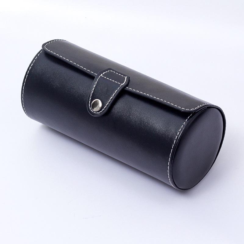 

Портативная цилиндрическая шкатулка для часов из искусственной кожи с тремя отделениями для демонстрации и хранения ювелирных изделий