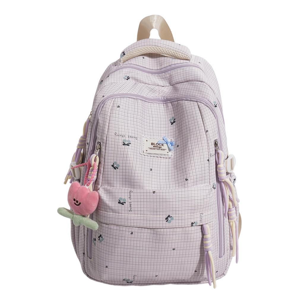 Schoolbag1011 New Schoolbag Fresh and Sweet Star Print Backpack Junior High School Student Casual and Lightweight Travel Backpack