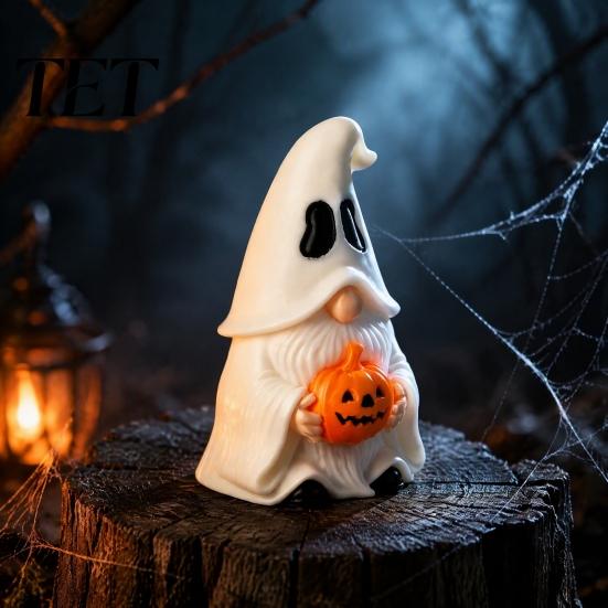 Pumpkin Decor for Home Halloween Ghost Gnome Figurine, Creative Desk Ornament, 3D Printed Small Collectibles Mini Statue Shelf Display, Funny Holiday