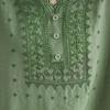 Women's Cotton Linen T-shirt  Summer Retro Loose V-neck  Plus Size Blouse Soft and Skin-friendly Blouse
