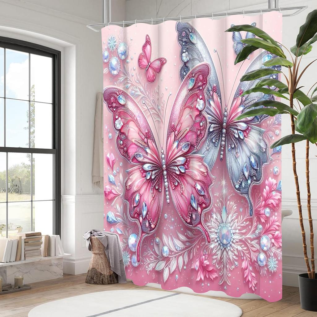 Animals With Floral Birds Pattern Pastoralism Style Bathroom Shower Curtain With 12  Hooks Home Bathroom Decor and Accessories