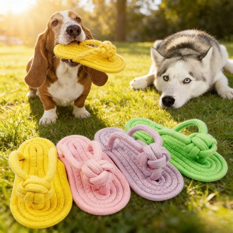 Cotton Slipper Rope Dog Toy, Interactive Chew Toys for Small Large Dogs Pet Teeth Cleaning Molar Training Puppy Supplies