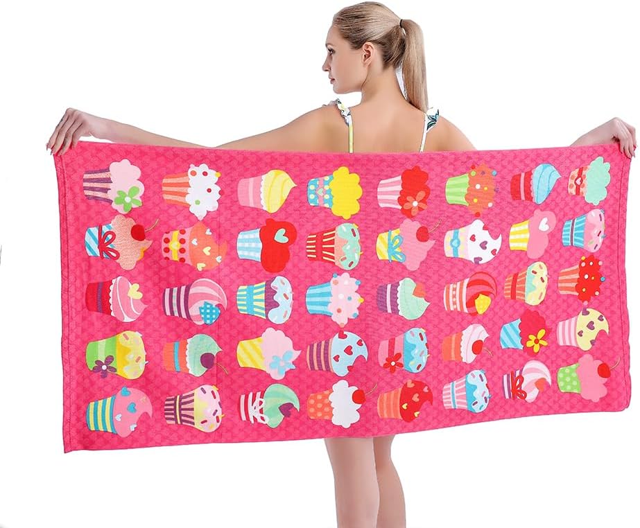 

Beach Towel Microfiber Lightweight Sand Free Absorbent Quicy Dry Green Flower Travel Towels Swim Pool Yoga Gym Camping Adults W40*H60(CM)