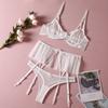 Aesthetic White Bride Sexy Lingerie Set Three Piece Small Skirt with Steel Ring Single Layer Perspective Y2k Tease Sets Women