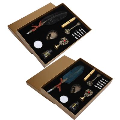 Quill Dip Pen Set Vintage  Fountain Pen Student Writing Ink Stationery Gift Box