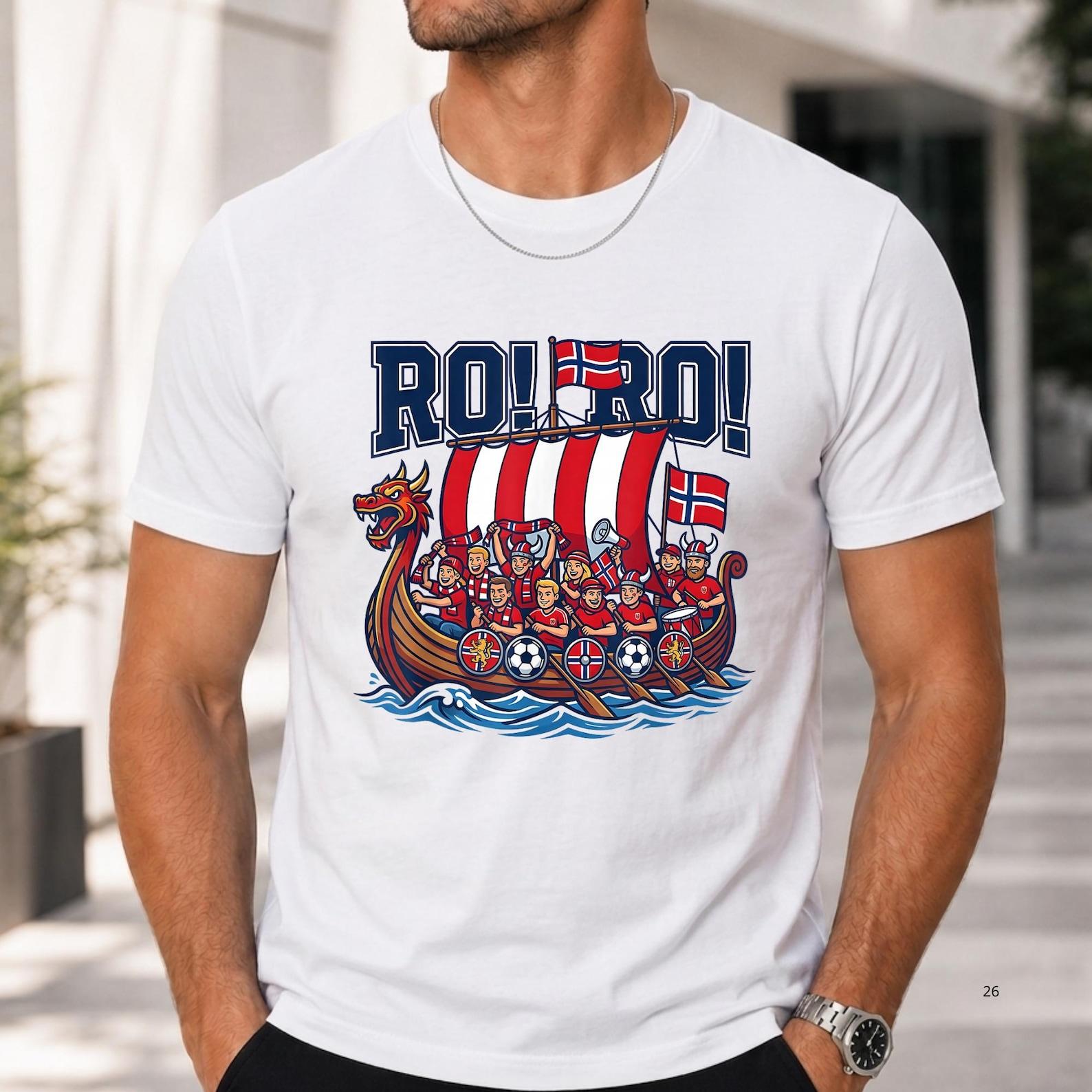 Viking Ship Roar Norway Football Fan Shirt, Norway Soccer Shirt, Viking Row Norwegian Tee, Norway Supporter Shirt, Nordic Viking T-Shirt S
