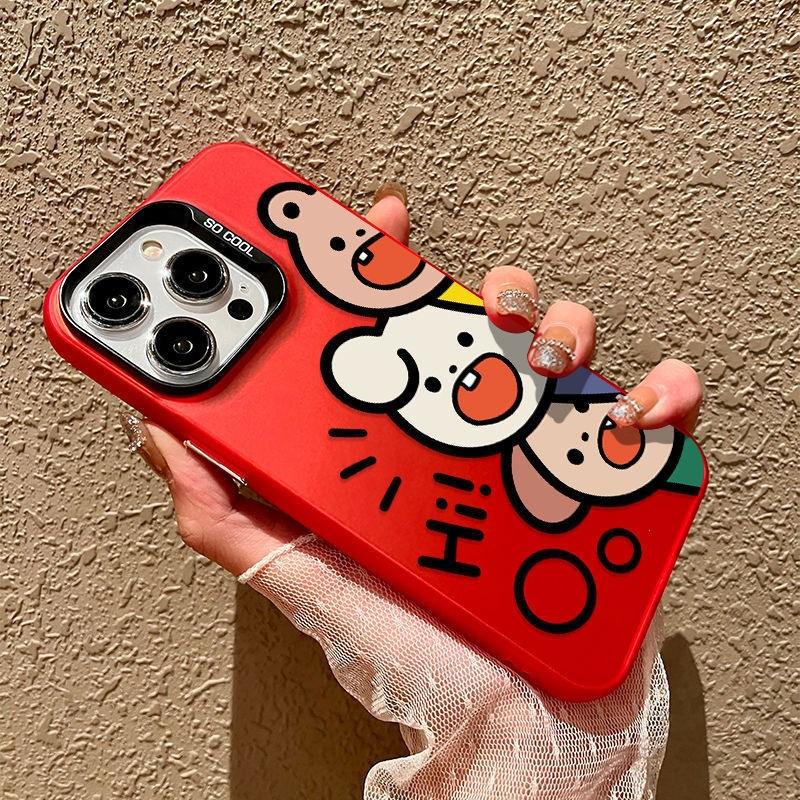 Cute Pig Is Suitable for Apple 15promax Colored Silver Mobile Phone Case, Advanced iPhone14/13/12 Protective Case.