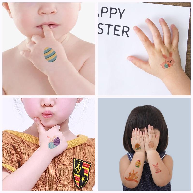 5Pcs Waterproof Sweat Cartoon Egg Child Cute Rabbit Egg Tattoo DIY Sticker Easter Tattoo Sticker Decoration