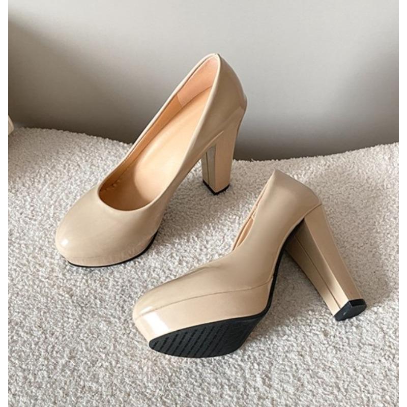 Fashion New High Heels Shoes Women White Wedding Shoes Thick High Heels Fashion Party Pumps Footwear Black Red Big Size 34-42